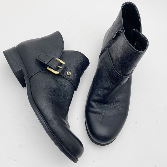 Naturalizer N5 Jarrett Ankle Boot Women 8W Black Leather Zip Comfort Low Heel - Picture 1 of 7
